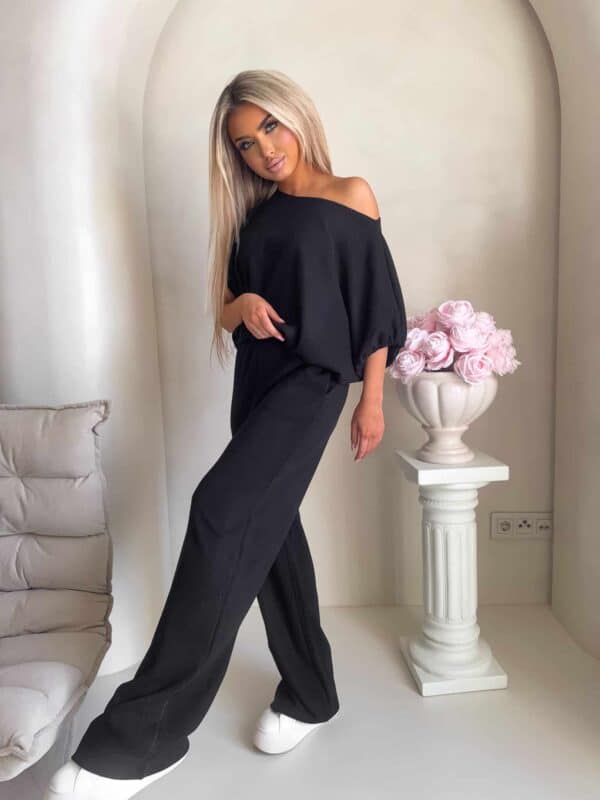 Komplet LUXE prążek – czarny