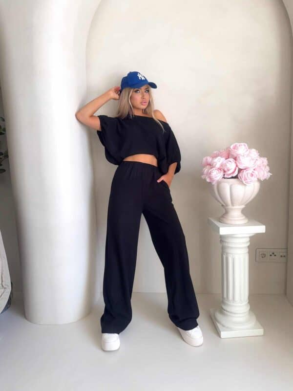 Komplet LUXE prążek – czarny