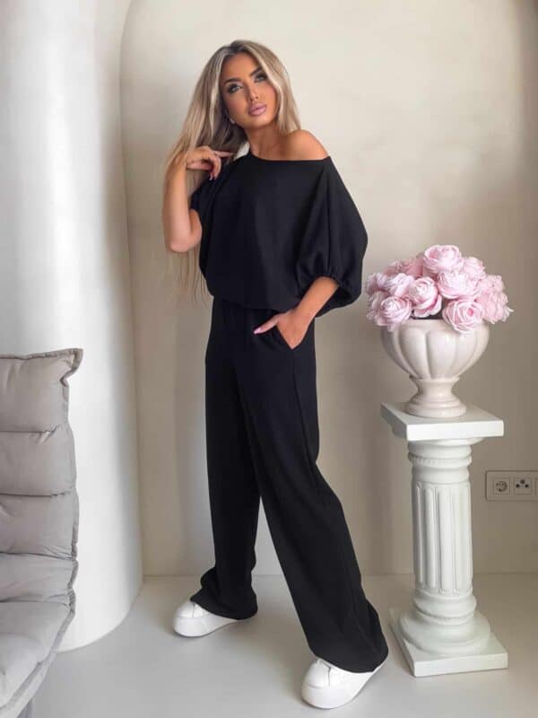 Komplet LUXE prążek – czarny