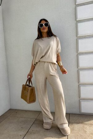 Komplet LUXE prążek – jasny beż Komplet LUXE prążek – jasny beż