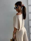 Komplet LUXE prążek – jasny beż