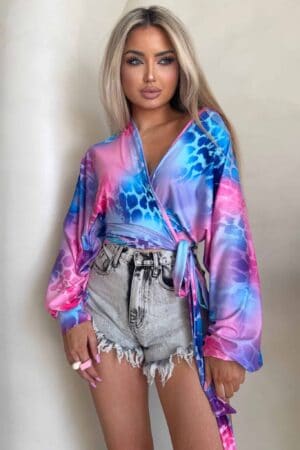 Bluzka KAIRA print pantera – pink