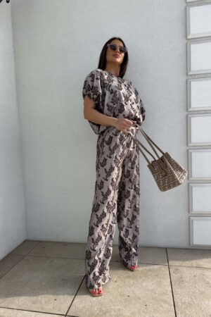 Komplet LUXE print ornament – kawowy