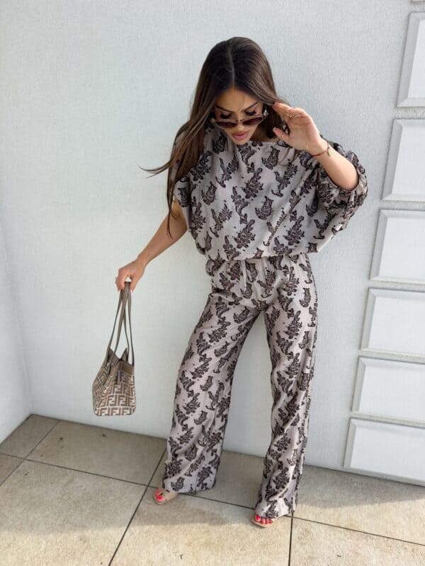 Komplet LUXE print ornament – kawowy