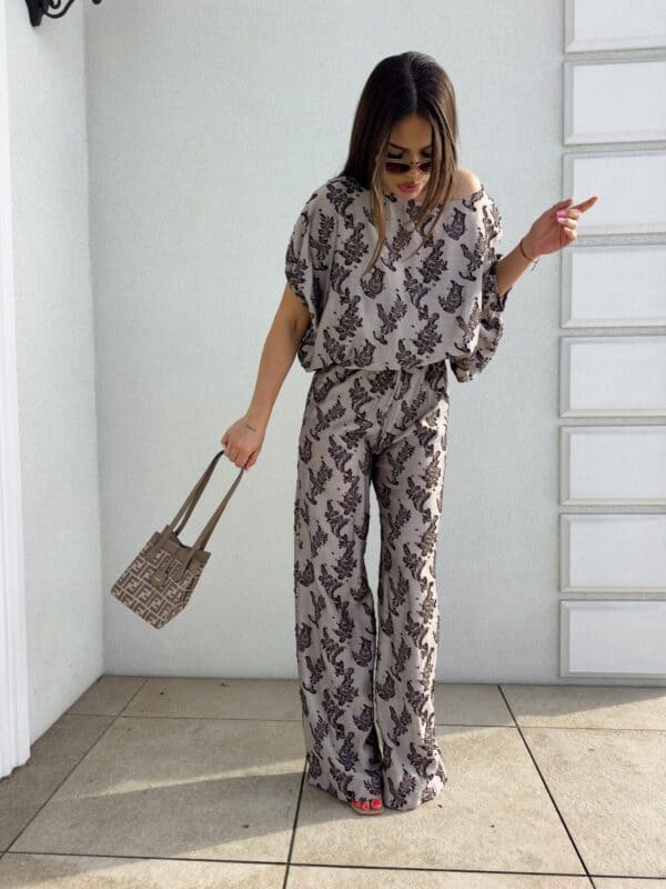 Komplet LUXE print ornament – kawowy