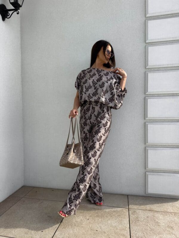 Komplet LUXE print ornament – kawowy