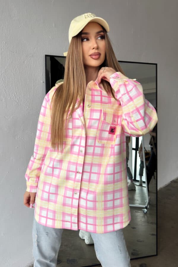 Koszula damska BG Sunshine | różowy-żółty