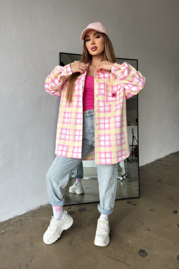 Koszula damska BG Sunshine | różowy-żółty