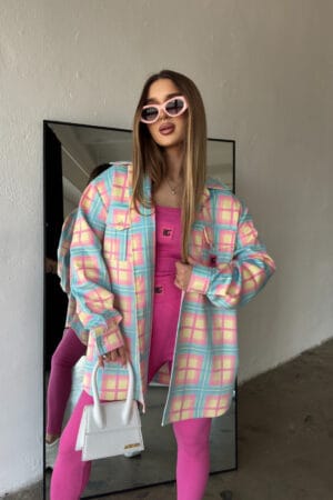 Koszula damska BG Sunshine | turkus-różowy