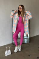 Koszula damska BG Sunshine | turkus-różowy