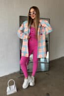 Koszula damska BG Sunshine | turkus-różowy