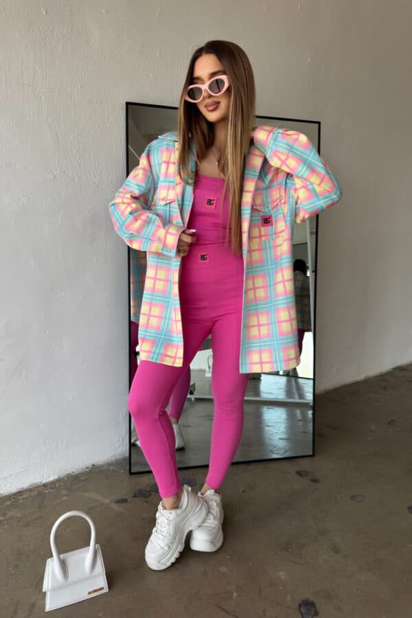 Koszula damska BG Sunshine | turkus-różowy