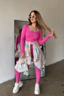 Koszula damska BG Sunshine | turkus-różowy