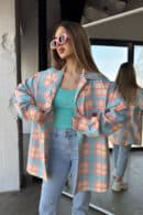 Koszula damska BG Sunshine | turkus-różowy