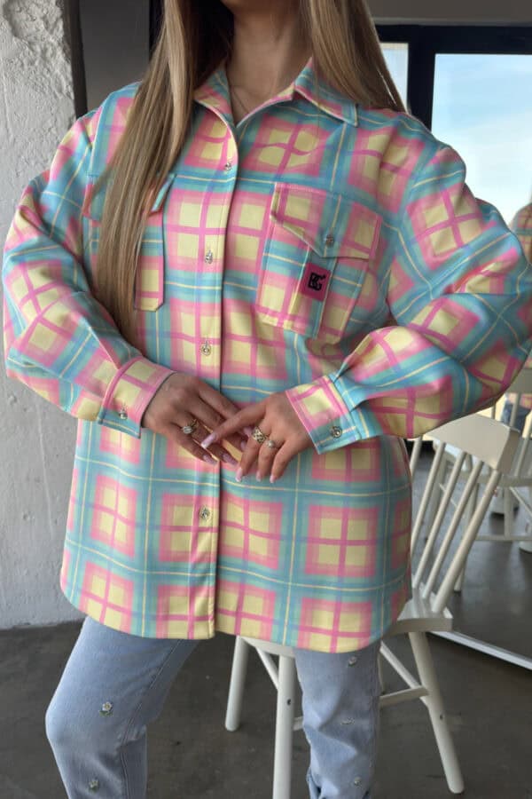 Koszula damska BG Sunshine | turkus-różowy