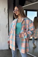 Koszula damska BG Sunshine | turkus-różowy