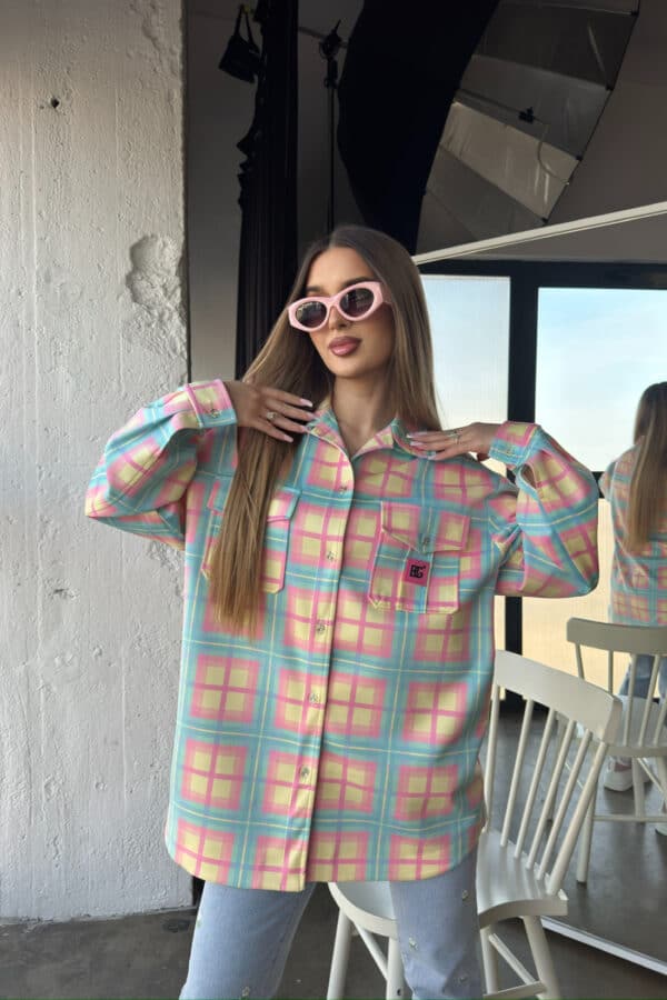 Koszula damska BG Sunshine | turkus-różowy