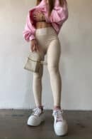 Legginsy damskie BG Fitme | jasny beż