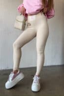 Legginsy damskie BG Fitme | jasny beż