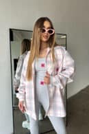 Koszula damska BG Sunshine | szary-różowy