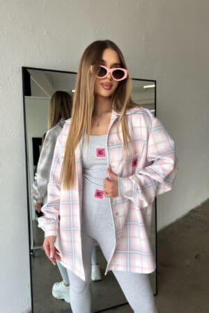 Koszula damska BG Sunshine | szary-różowy