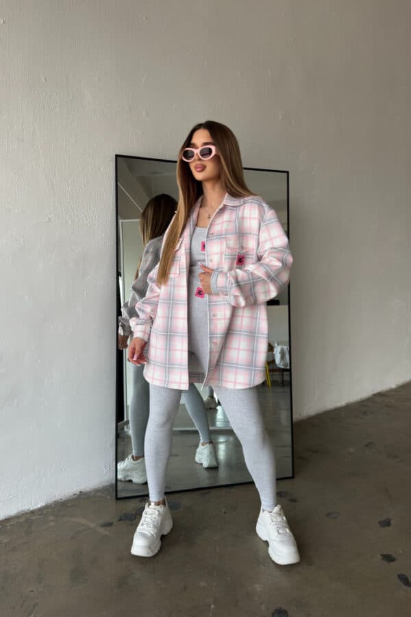 Koszula damska BG Sunshine | szary-różowy