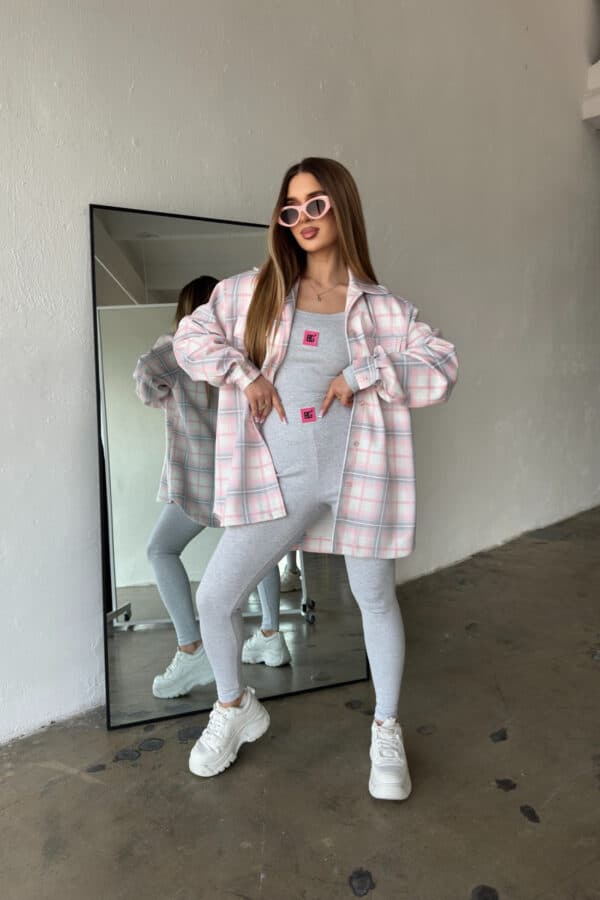 Koszula damska BG Sunshine | szary-różowy