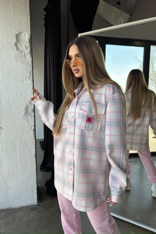 Koszula damska BG Sunshine | szary-różowy