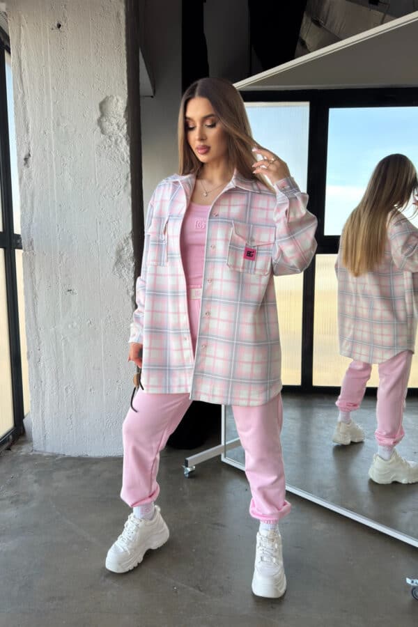 Koszula damska BG Sunshine | szary-różowy