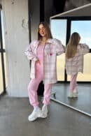 Koszula damska BG Sunshine | szary-różowy