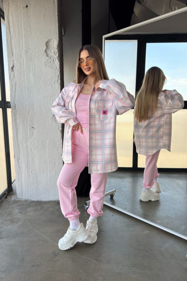 Koszula damska BG Sunshine | szary-różowy