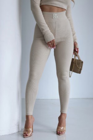 Legginsy damskie BG Taste | jasny beż