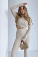 Legginsy damskie BG Taste | jasny beż