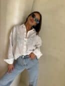 Koszula OVER bawełna kwiatuszki - ecru