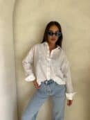 Koszula OVER bawełna kwiatuszki - ecru