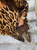 Komplet LUXE print pantera – beżowo-czarna