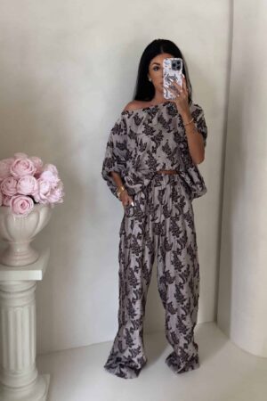 Komplet LUXE print ornament – kawowy