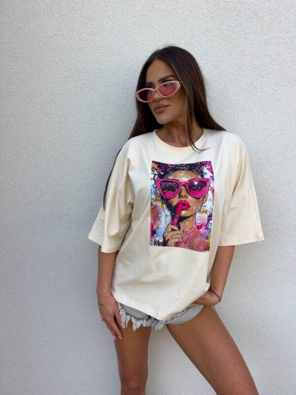 T-shirt PINK - jasny beż