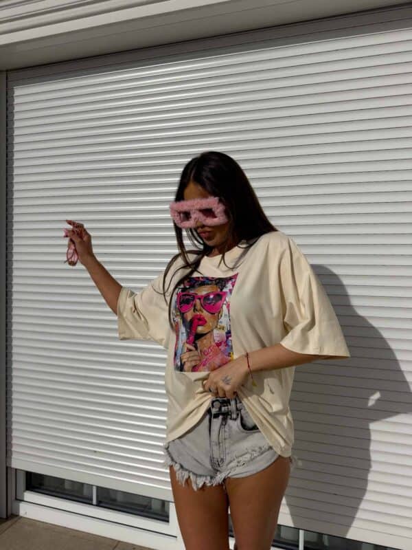 T-shirt PINK - jasny beż