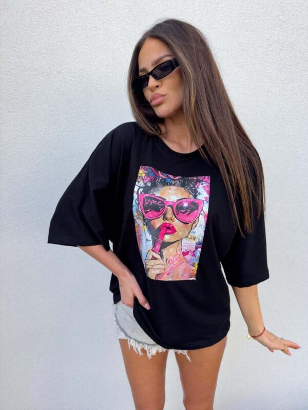 T-shirt PINK - czarny