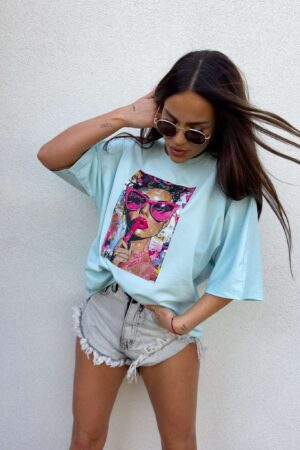 T-shirt PINK - błękitny