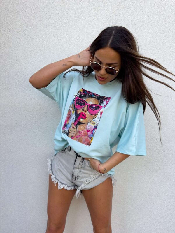 T-shirt PINK - błękitny