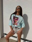 T-shirt PINK - błękitny