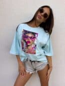 T-shirt PINK - błękitny