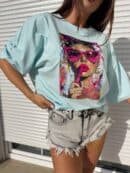 T-shirt PINK - błękitny