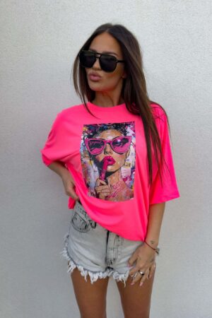 T-shirt PINK - neon róż