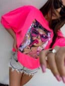 T-shirt PINK - neon róż