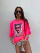 T-shirt PINK - neon róż