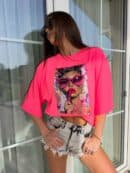 T-shirt PINK - neon róż