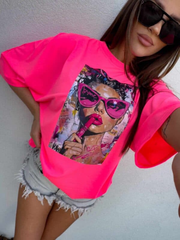 T-shirt PINK - neon róż